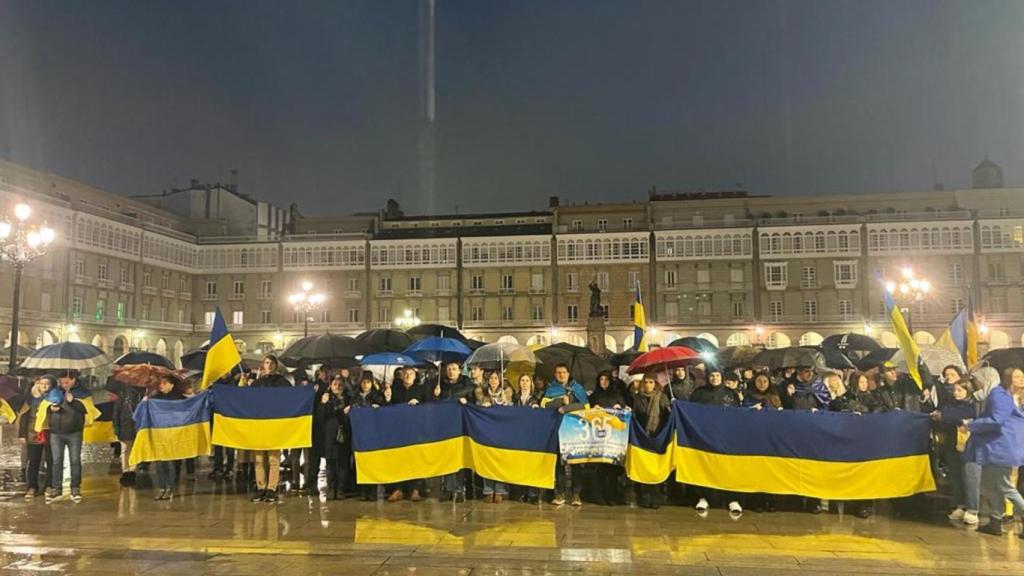 Imagen de archivo A Coruña se concentra por el primer aniversario de la invasión rusa en Ucrania.