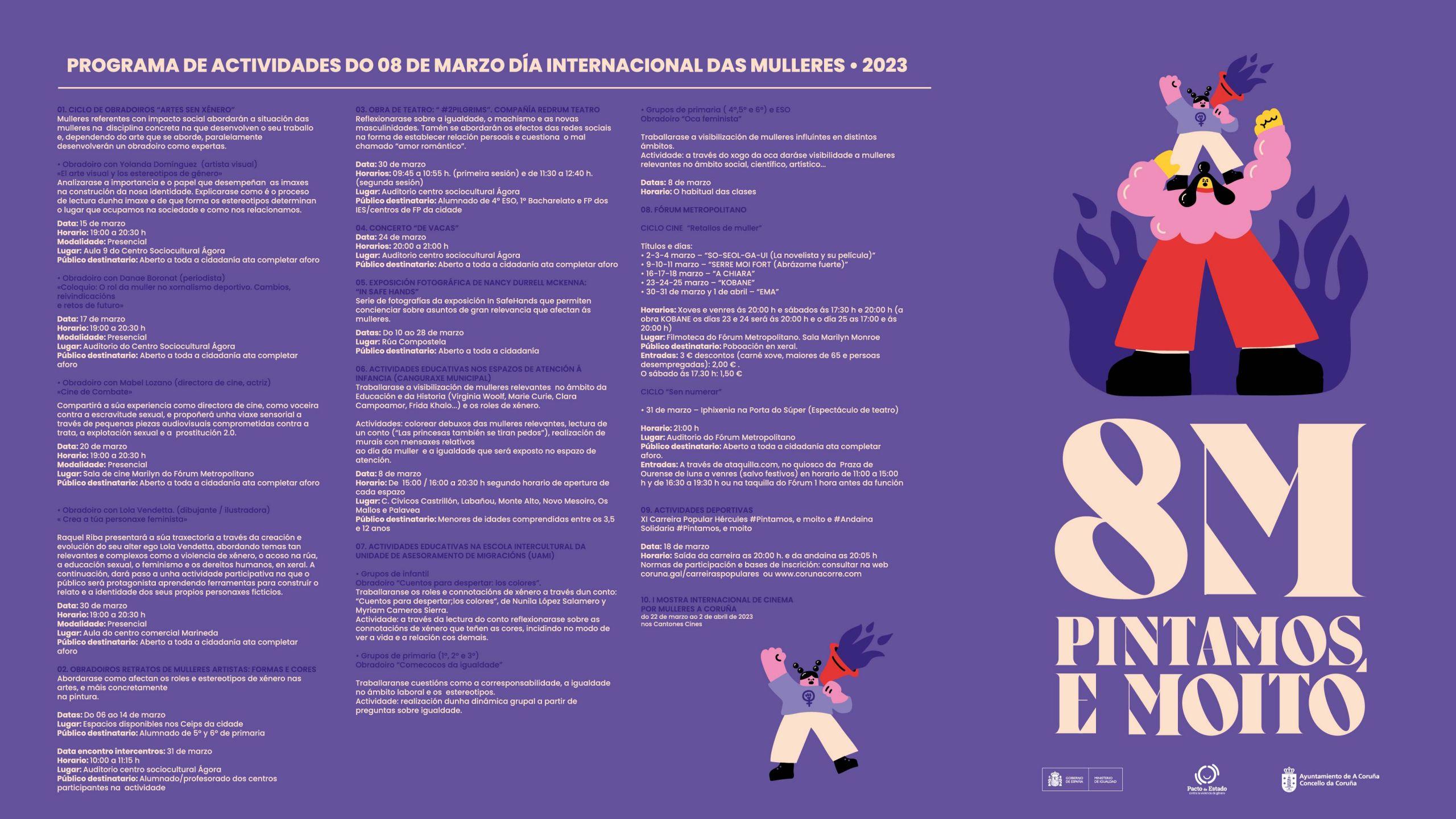 Programa de actividades del 8M en A Coruña (Concello da Coruña).