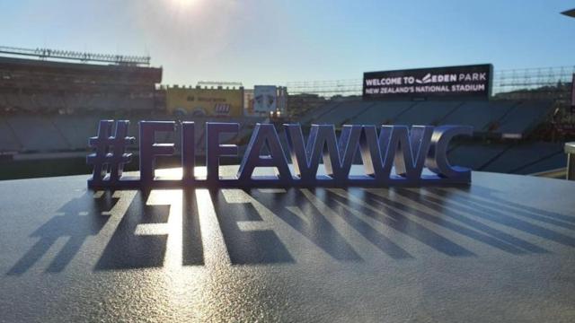 Logo de la FIFA en el Eden Park, uno de los estadios del Mundial Femenino.