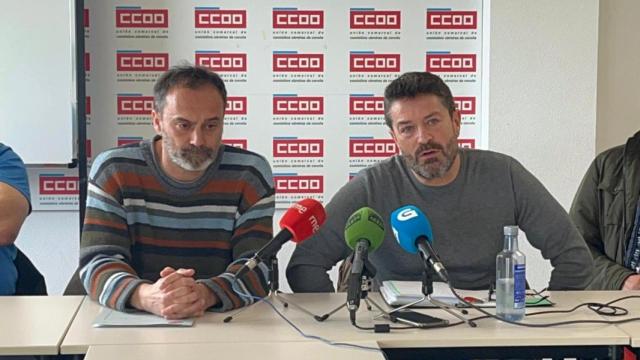 Juan Carlos López Corbacho (CCOO) y Juan Ramón Paseiro Parcero (UGT) en rueda de prensa.