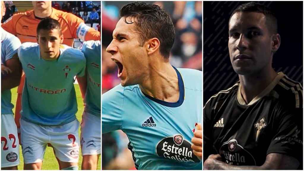 Hugo Mallo en diferentes etapas de su carrera en el Celta.