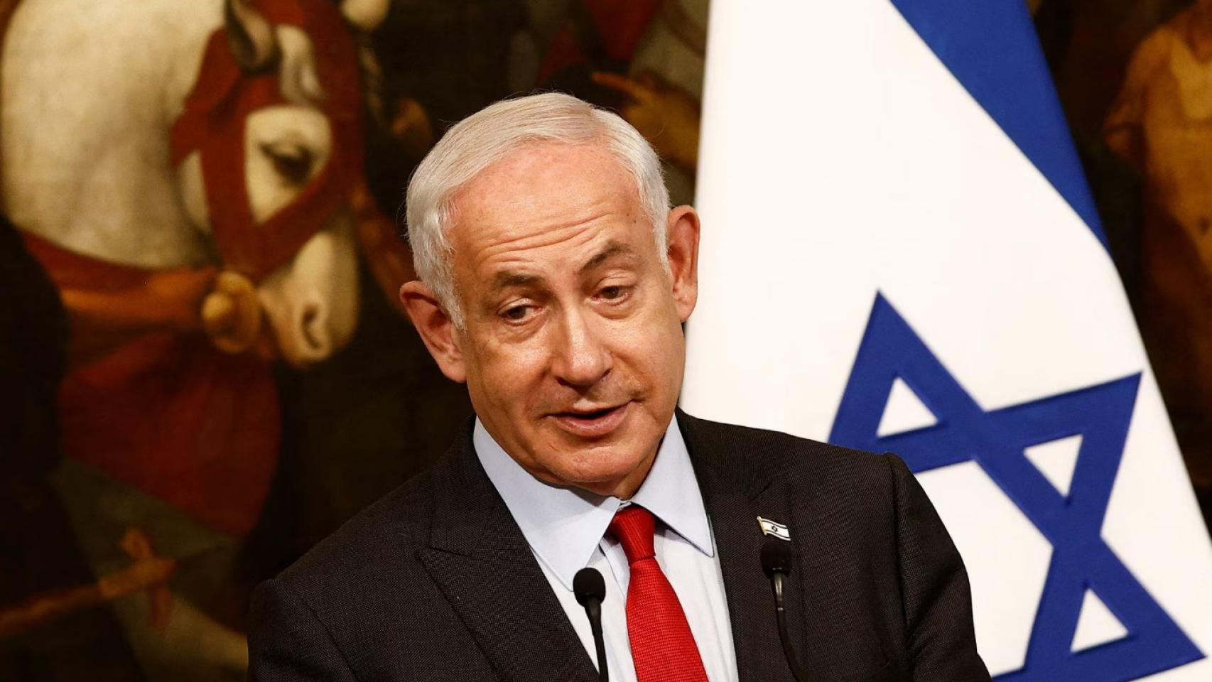 El primer ministro israelí, Benjamin Netanyahu, el pasado viernes en una rueda de prensa en Roma.