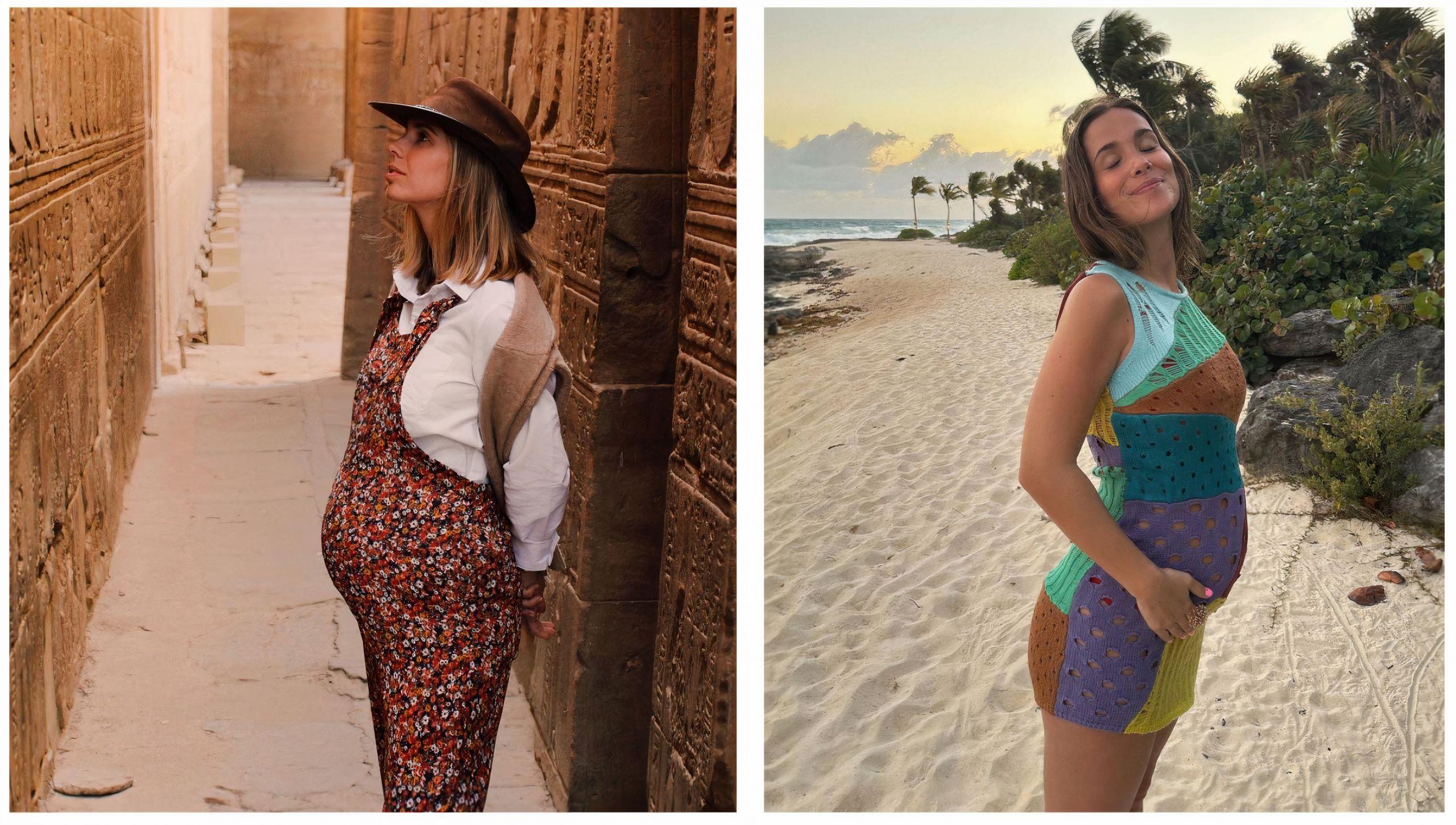 Las influencers Lucía Bárcena y María Pombo durante su babymoon, en Egipto y México respectivamente.