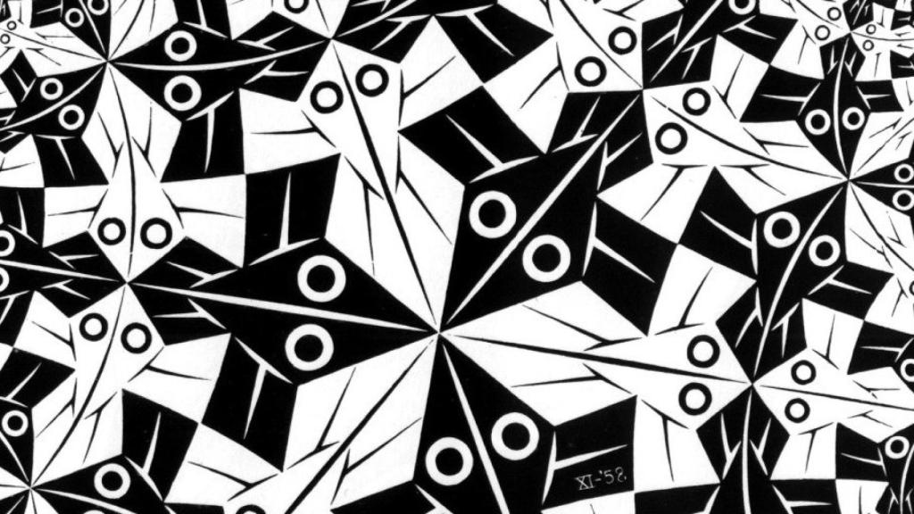 Fragmento de la xilografía 'Círculo límite I' (1958), de M. C. Escher