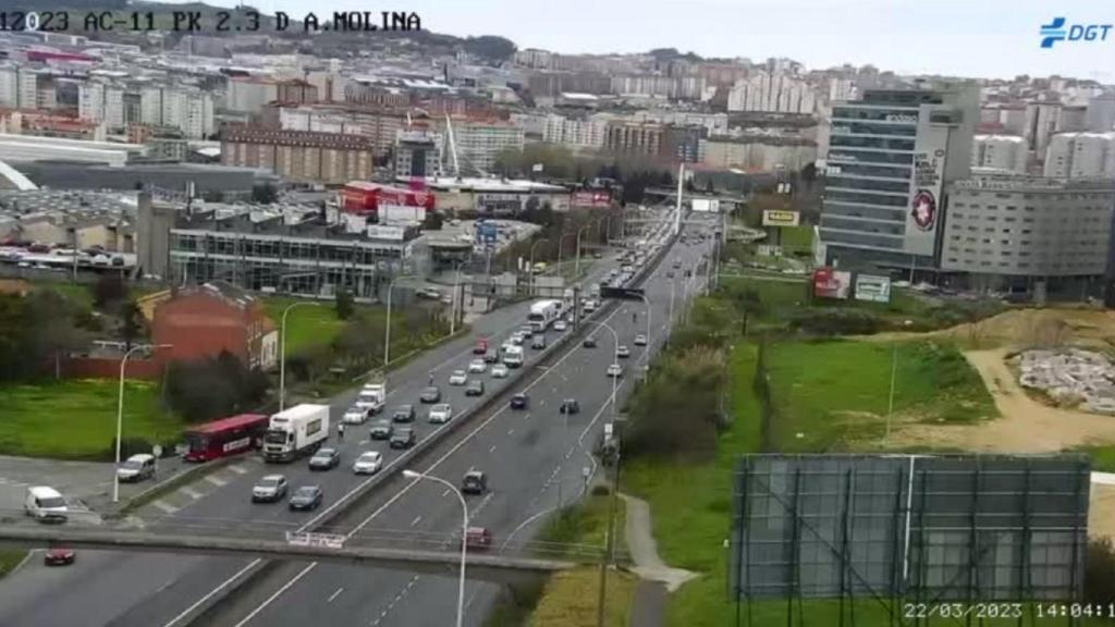 Atasco en Alfonso Molina, en A Coruña, dirección salida. Imagen de archivo.
