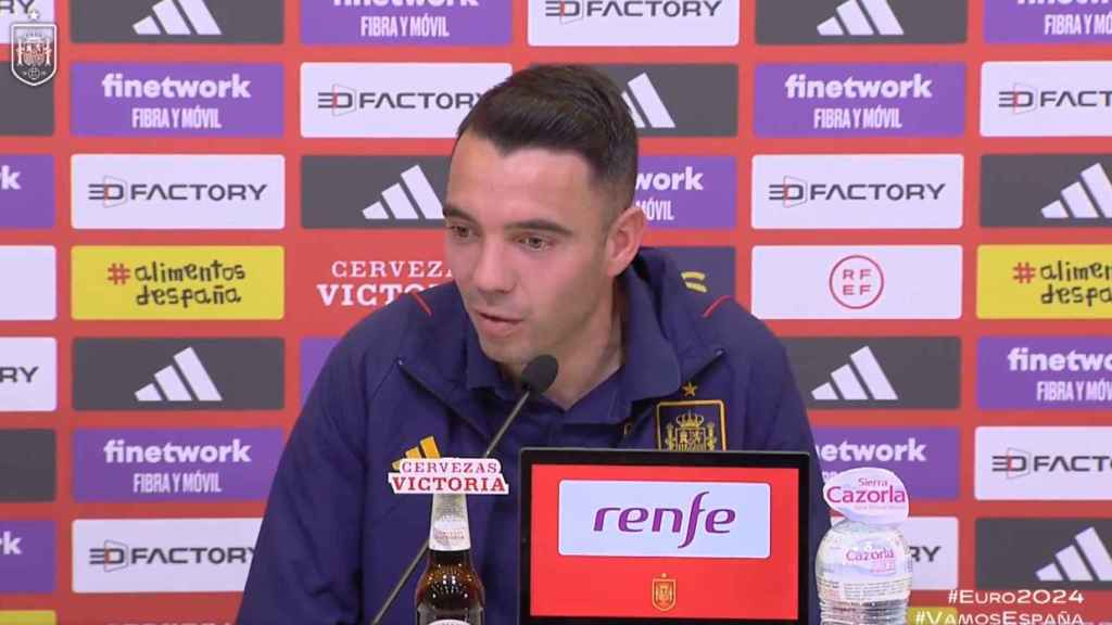 Iago Aspas durante la rueda de prensa con la selección española.