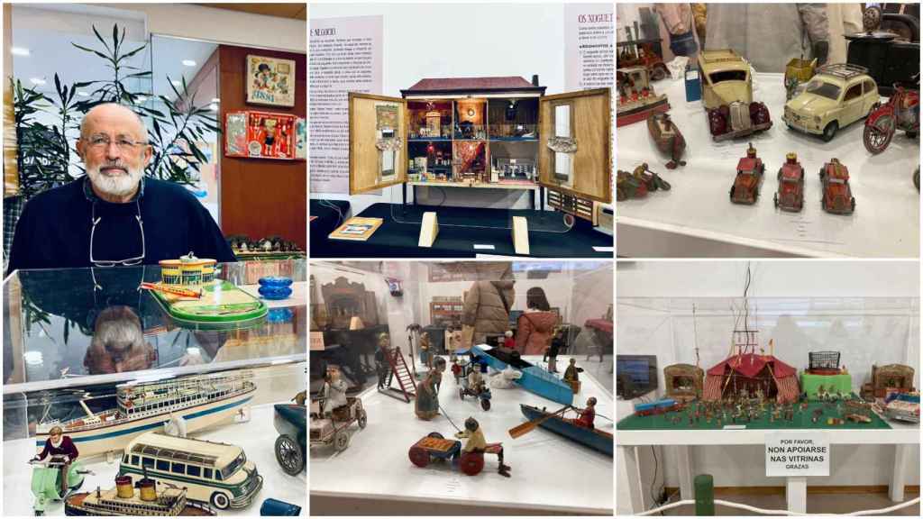 Juan Manuel Alfaya en la exposición ‘Xogar a aprender’ que organiza en el Multiusos de A Xunqueira.