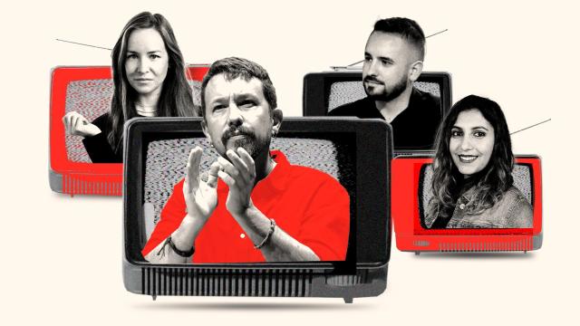 De izquierda a derecha: Inna Afinogenova, Pablo Iglesias, Sergio Gregori y Dina Bousselham.