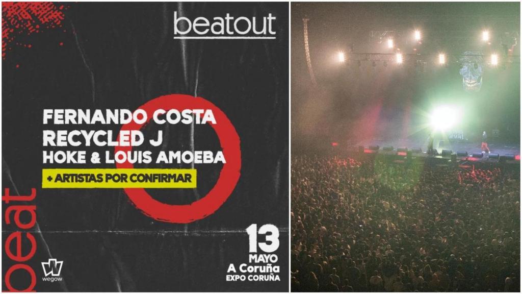 Uno de los carteles promocionales del festival y una foto de la edición de 2018