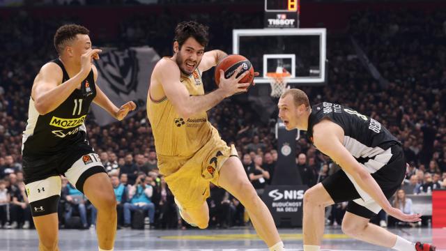 Un lance del partido entre el Partizán y el FC Barcelona.