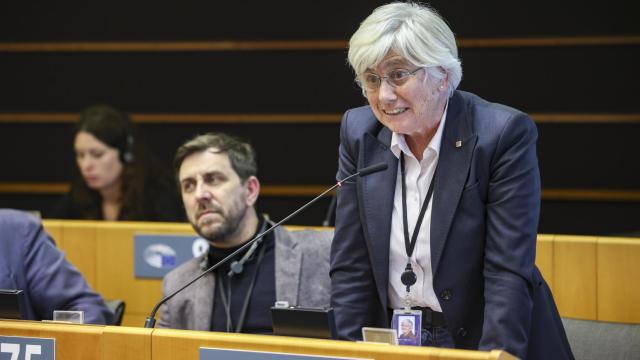 La eurodiputada de JxCat, Clara Ponsatí, durante su intervención este miércoles en el pleno de la Eurocámara
