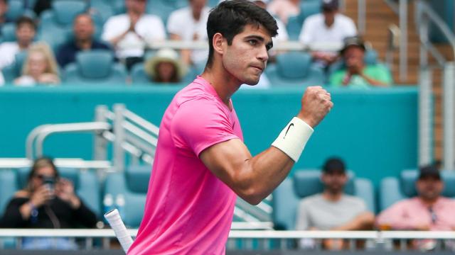 Carlos Alcaraz celebra una victoria en el Miami Open