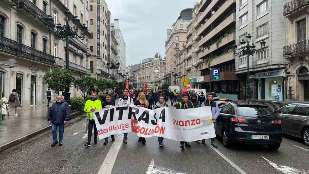 Huelga de trabajadores de Vitrasa a 31 de marzo de 2023.