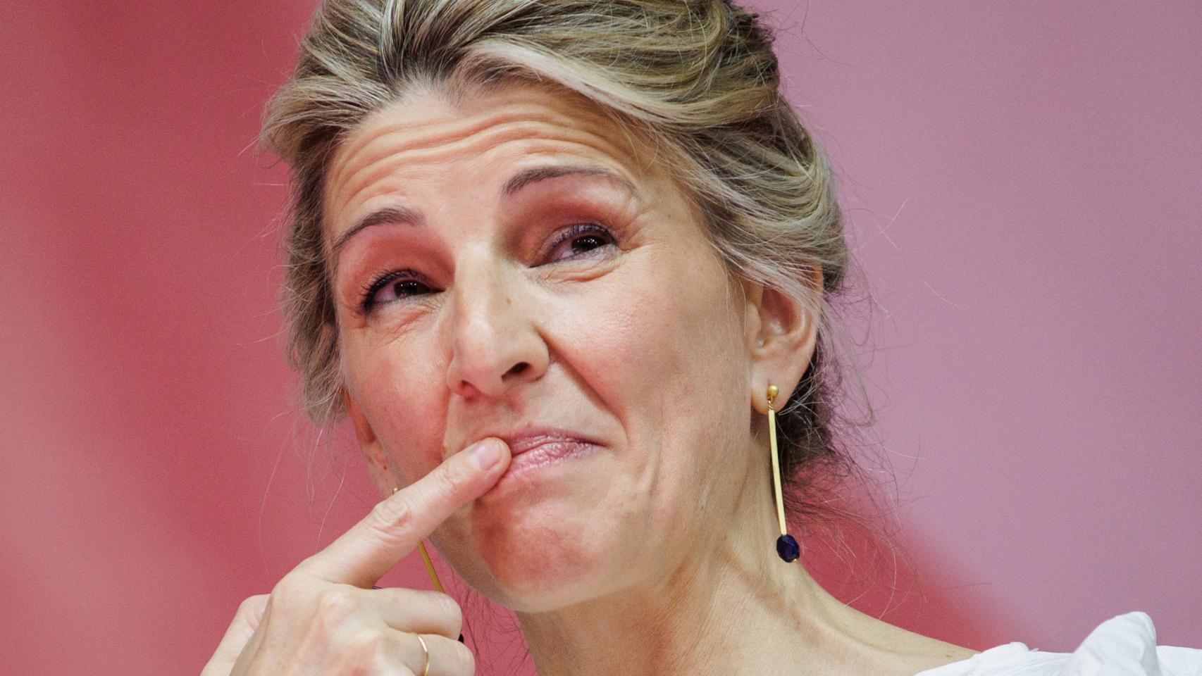 Yolanda Díaz, durante la presentación de Sumar, este domingo, en Madrid.