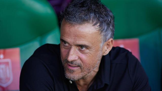 Luis Enrique durante un partido con la selección española