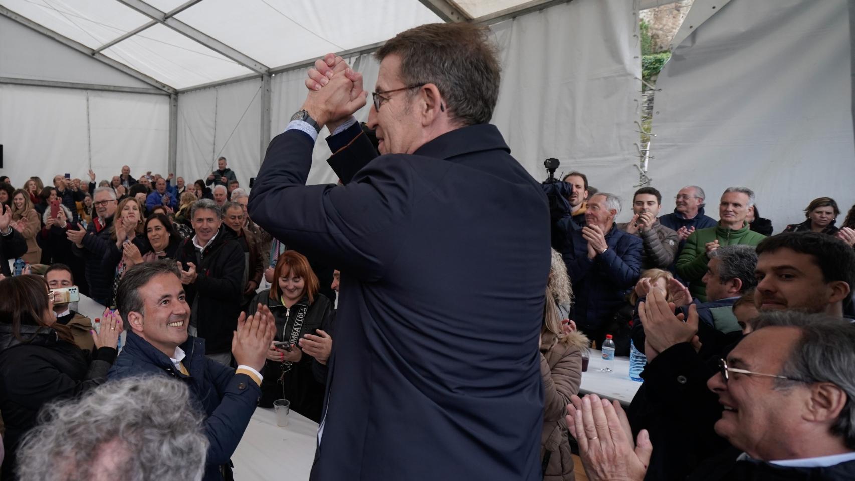 Feijóo, participando en un acto del Partido Popular este sábado en Cantabria.