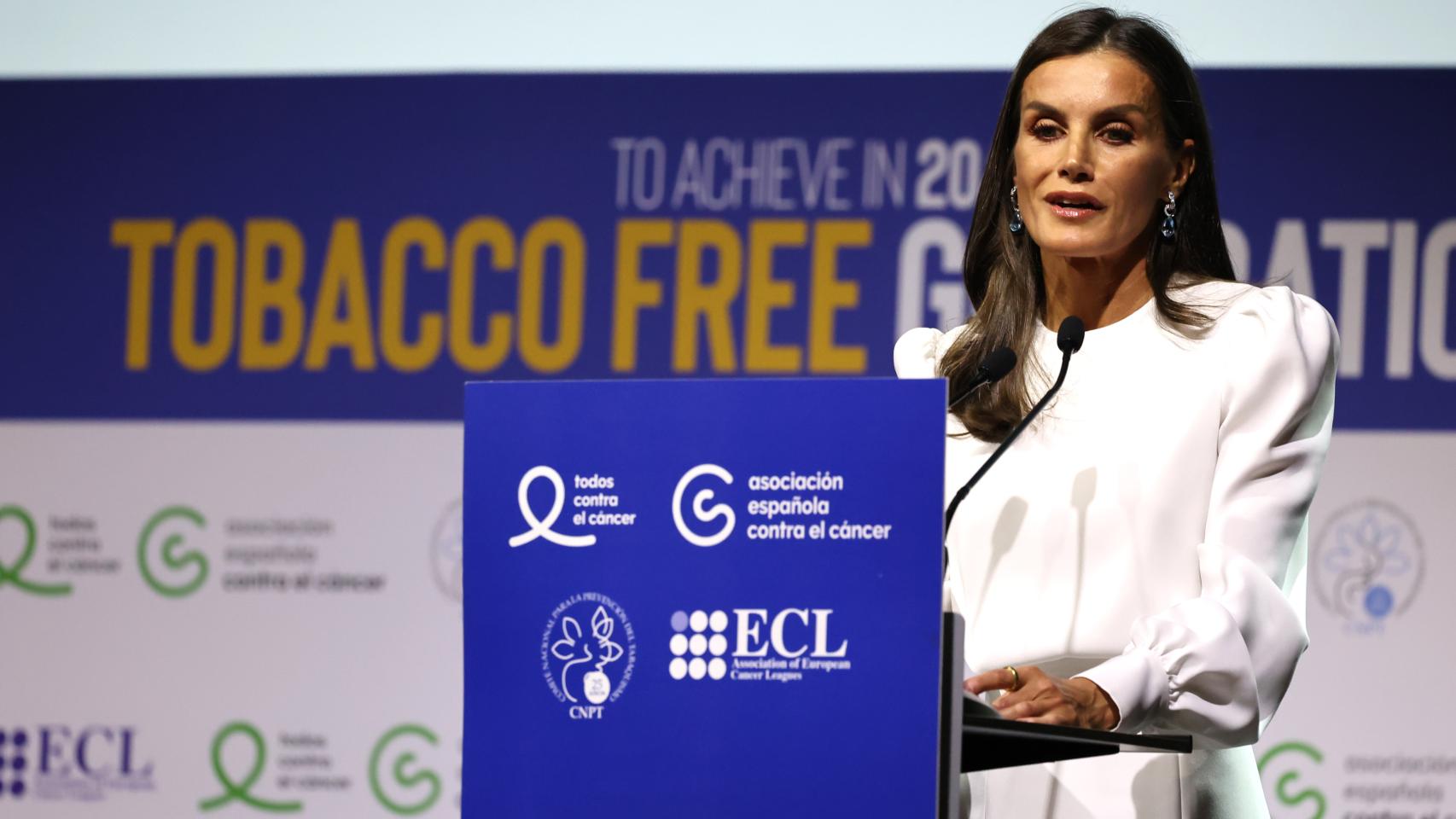 La Reina Letizia durante la 9ª Conferencia Europea 'Tabaco o Salud'.