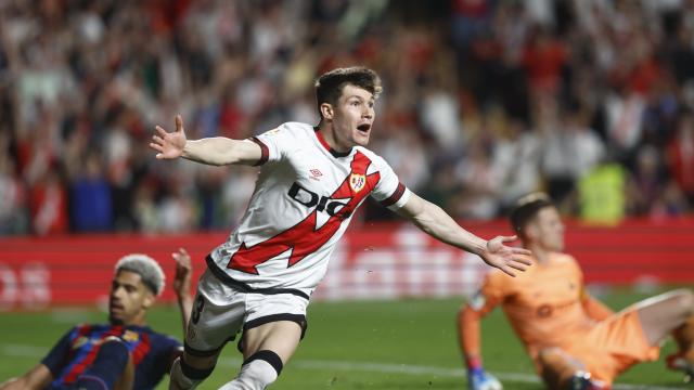 Fran García celebra su gol contra el Barcelona