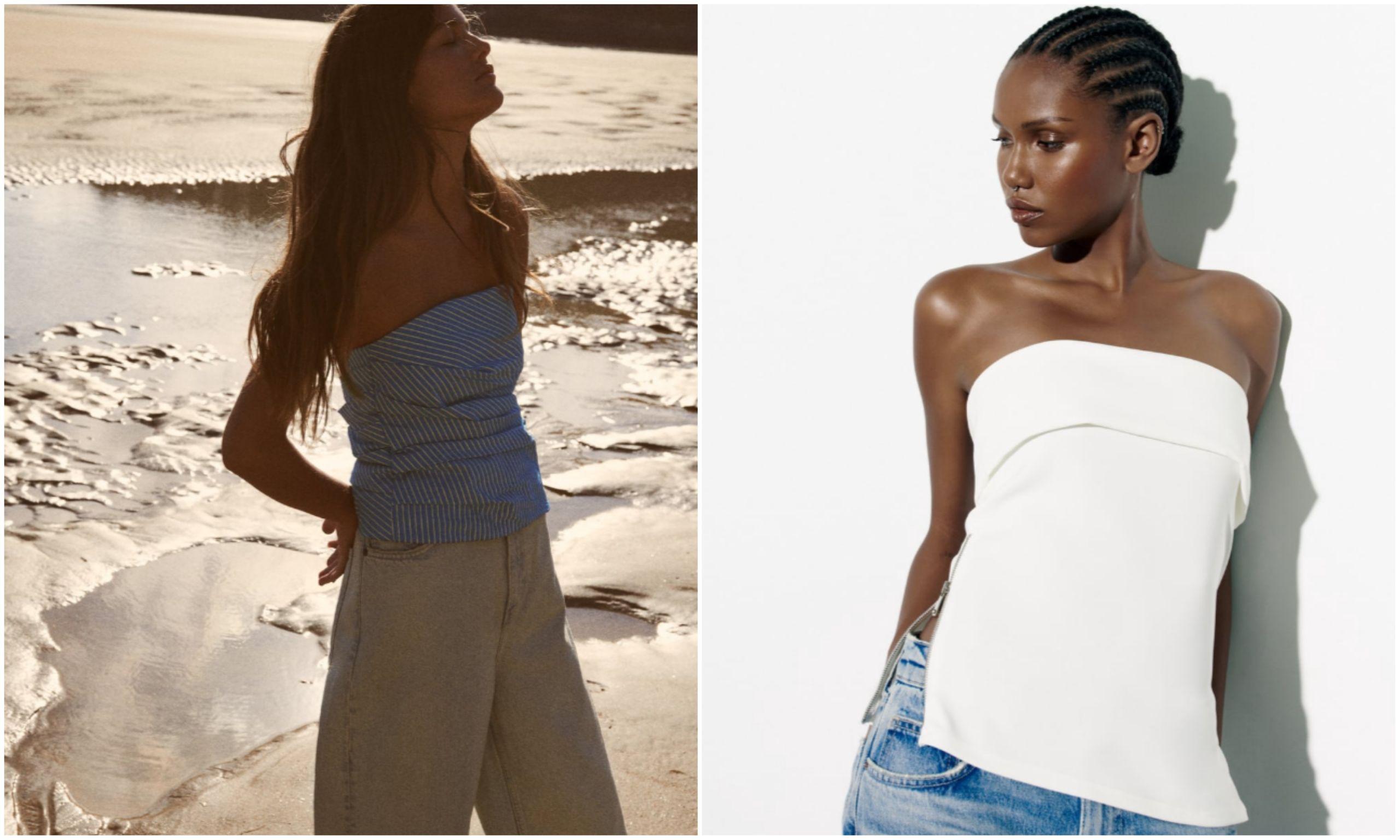 Top de rayas de Zara y top de cremallera de Zara
