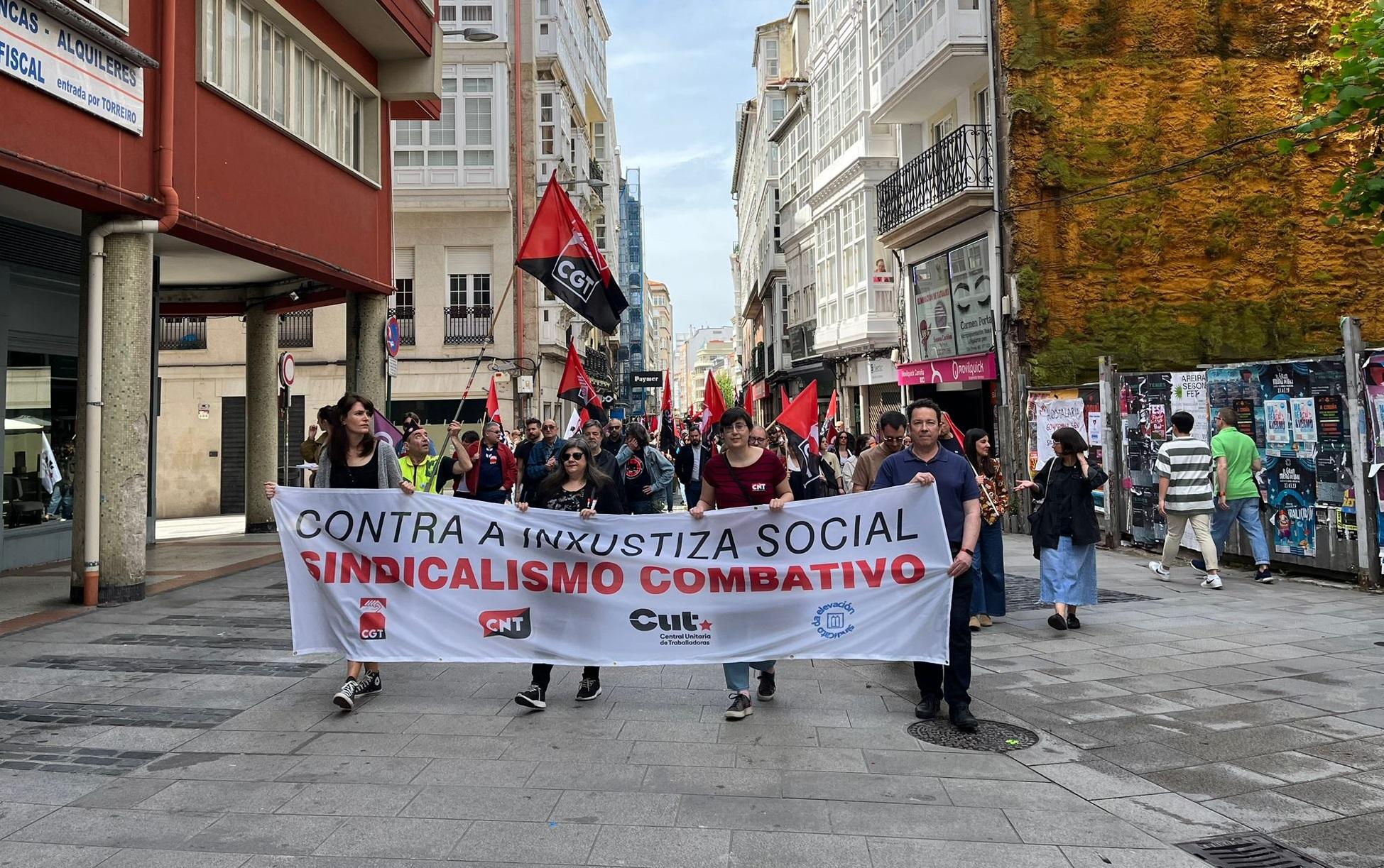 Protesta de la CGT en el centro de A Coruña (Quincemil).