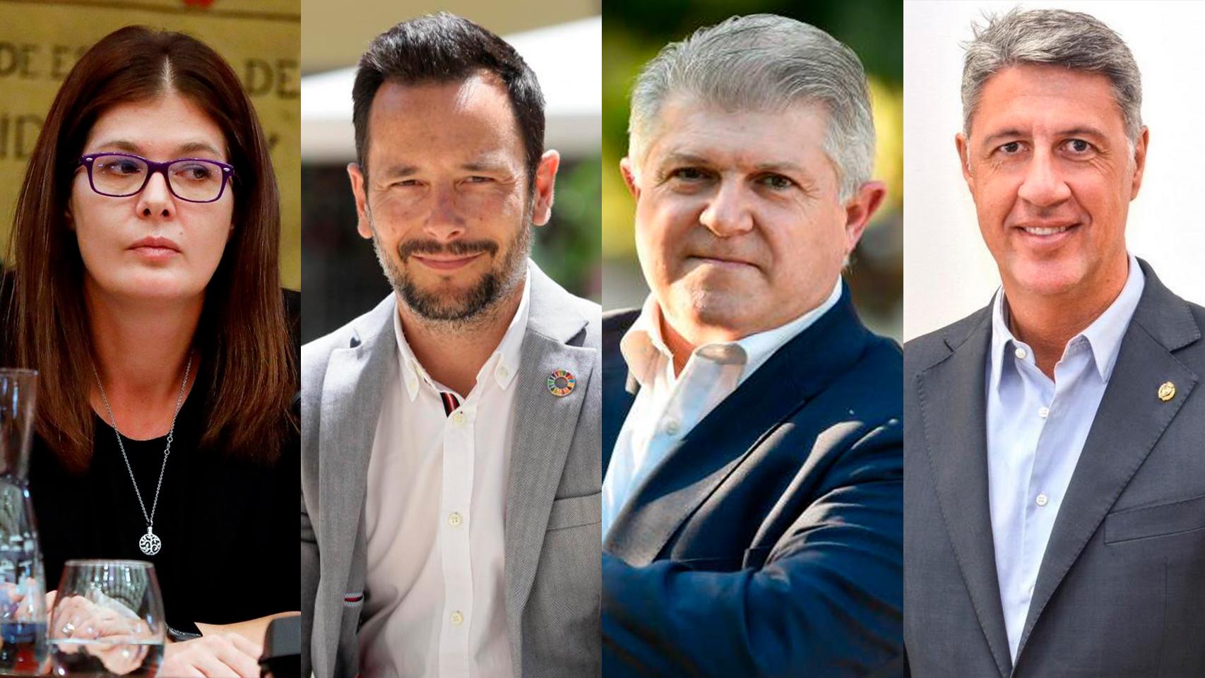 De izquierda a derecha: Natalia Posse (Móstoles, PSOE), Rafael Ruiz (Ibiza, PSOE), José Vélez (Murcia, PSOE) y Xavier García Albiol (Badalona, PP)