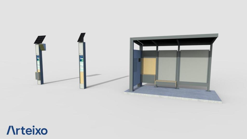 Las nuevas marquesinas inteligentes que colocará el Concello de Arteixo.