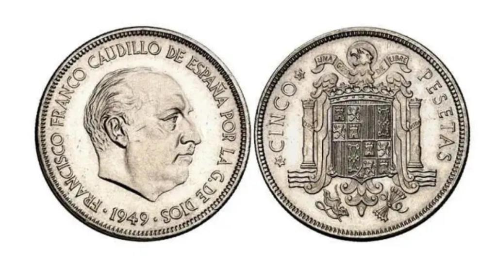 Cinco pesetas de 1949.
