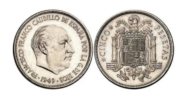 Cinco pesetas de 1949.
