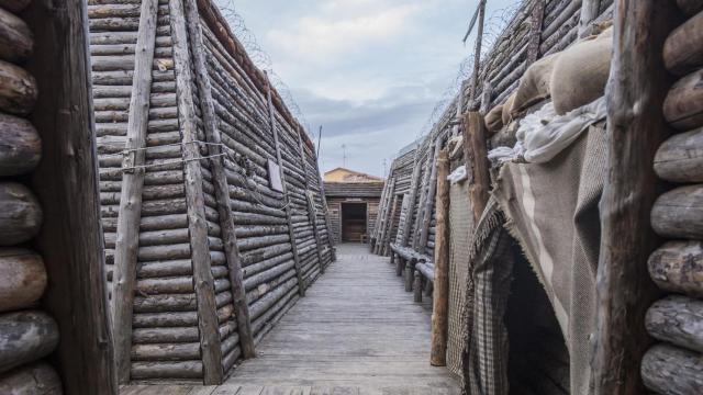 Imagen de la recreación de la trinchera más grande de Europa en un museo de la provincia de Burgos.