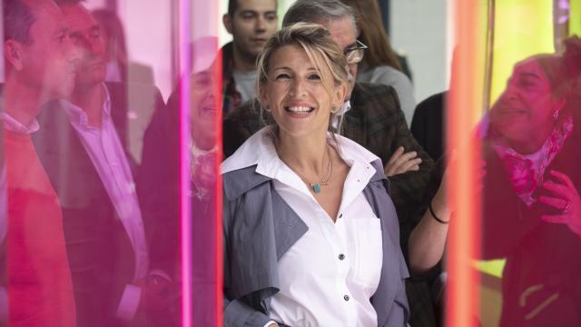 Yolanda Díaz, en Mieres (Asturias).