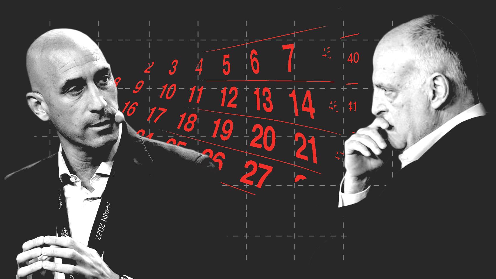 Luis Rubiales y Javier Tebas en un fotomontaje