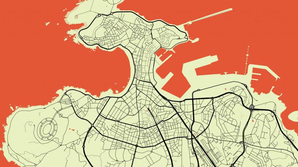 Mapa esquemático de A Coruña