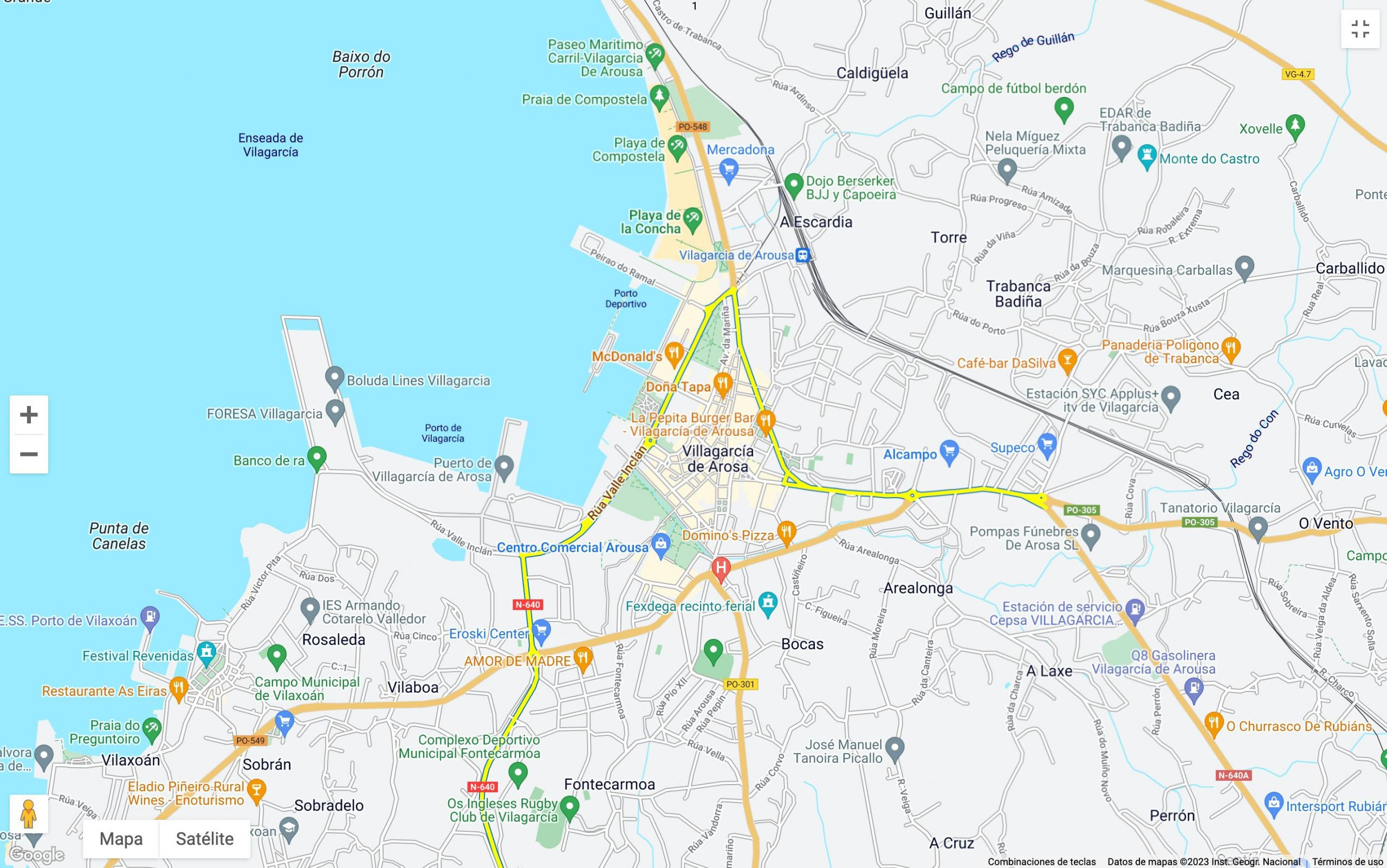 Callejero local de Vilagarcía de Arousa en 2023. Foto: Google Maps
