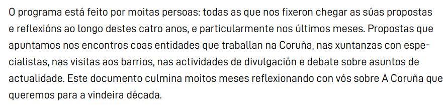 Párrafo del programa de la Marea