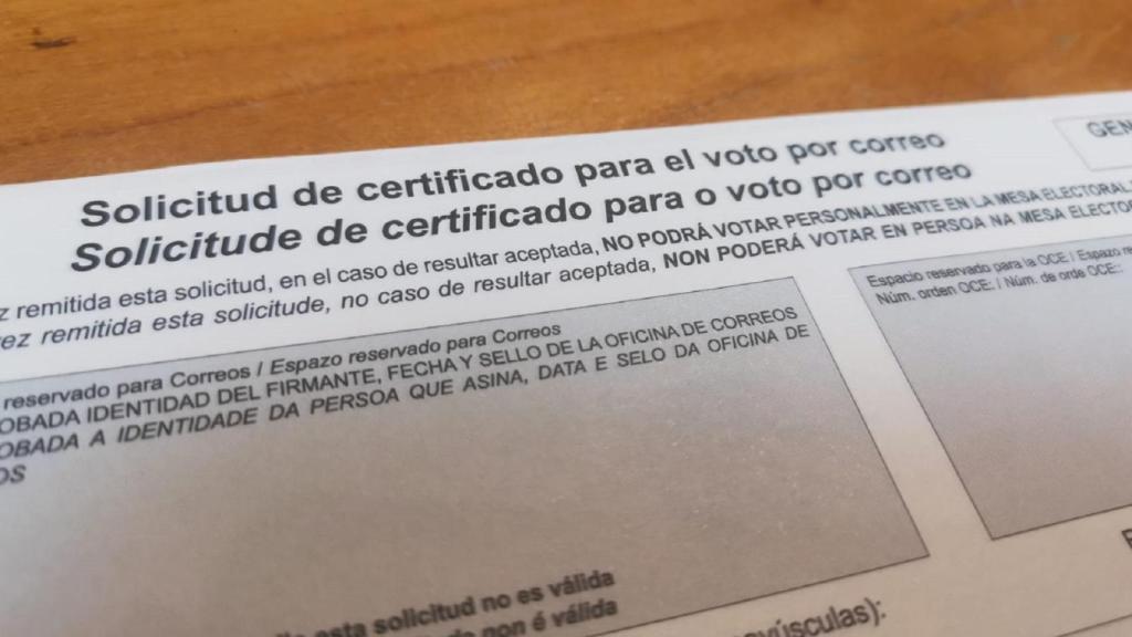 Solicitud de certificado para el voto por correo.