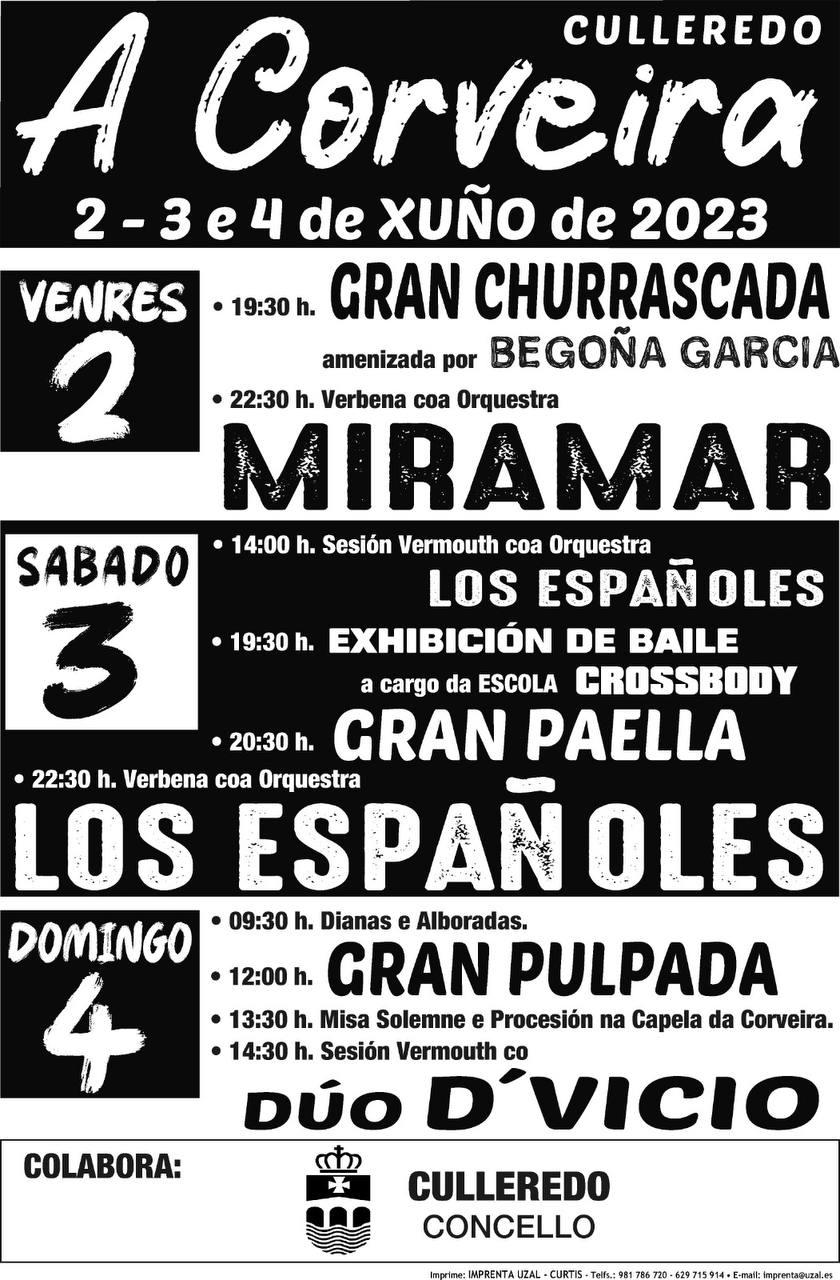 Cartel de las fiestas de A Corveira (Concello de Culleredo).