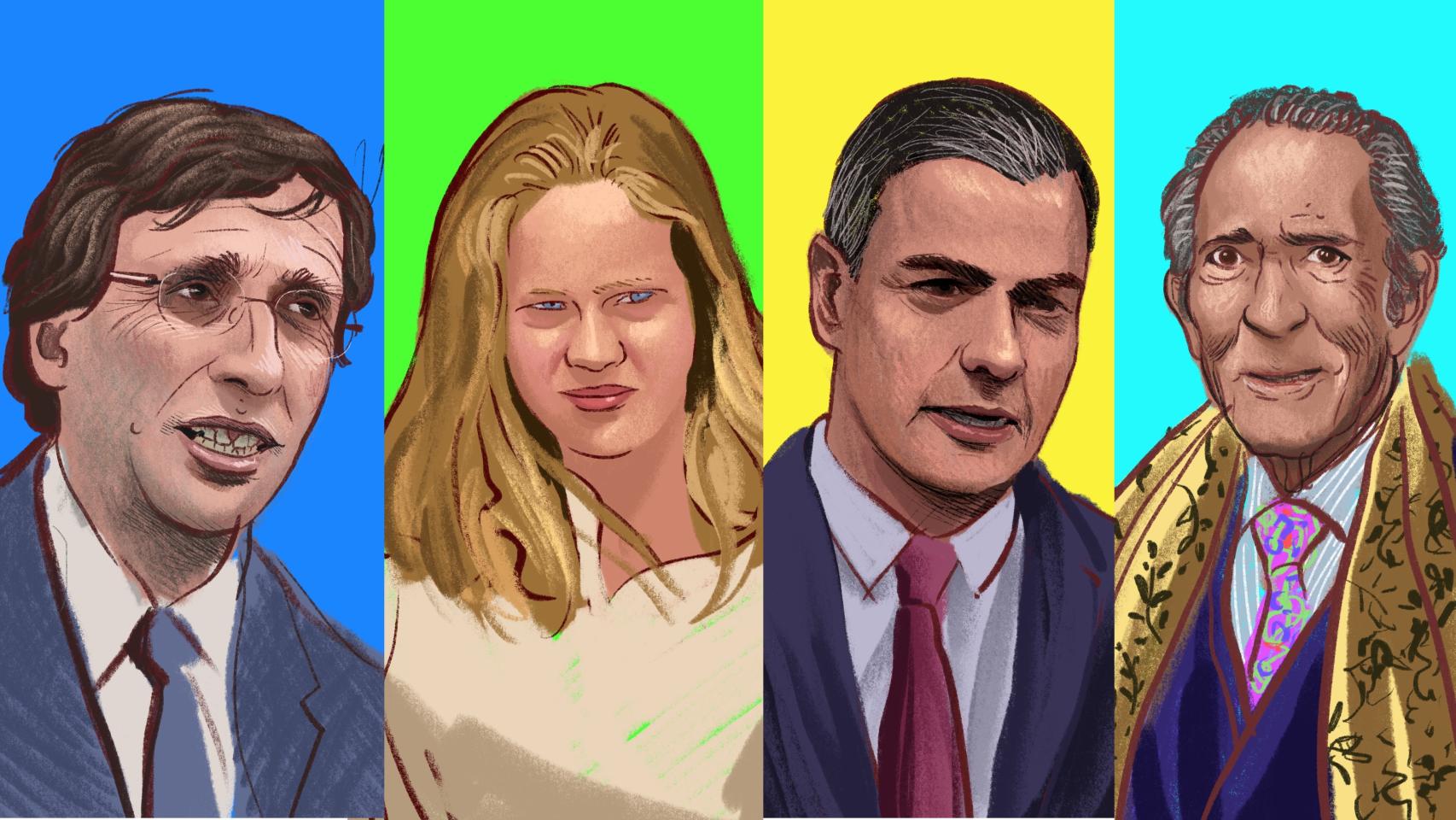 José Luis Martínez-Almeida, Irene Urdangarin, Pedro Sánchez y Antonio Gala.