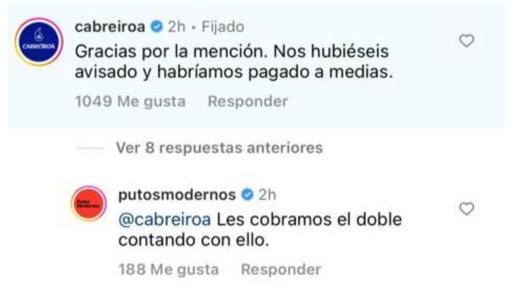Respuesta de Cabreiroá a la campaña de Putos Modernos para Fontecelta.