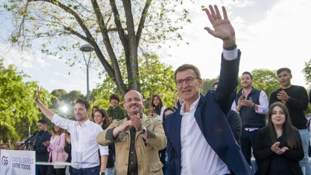 Alejandro Fernández con Alberto Núñez Feijóo, durante un acto en la campaña electoral del 28-M.