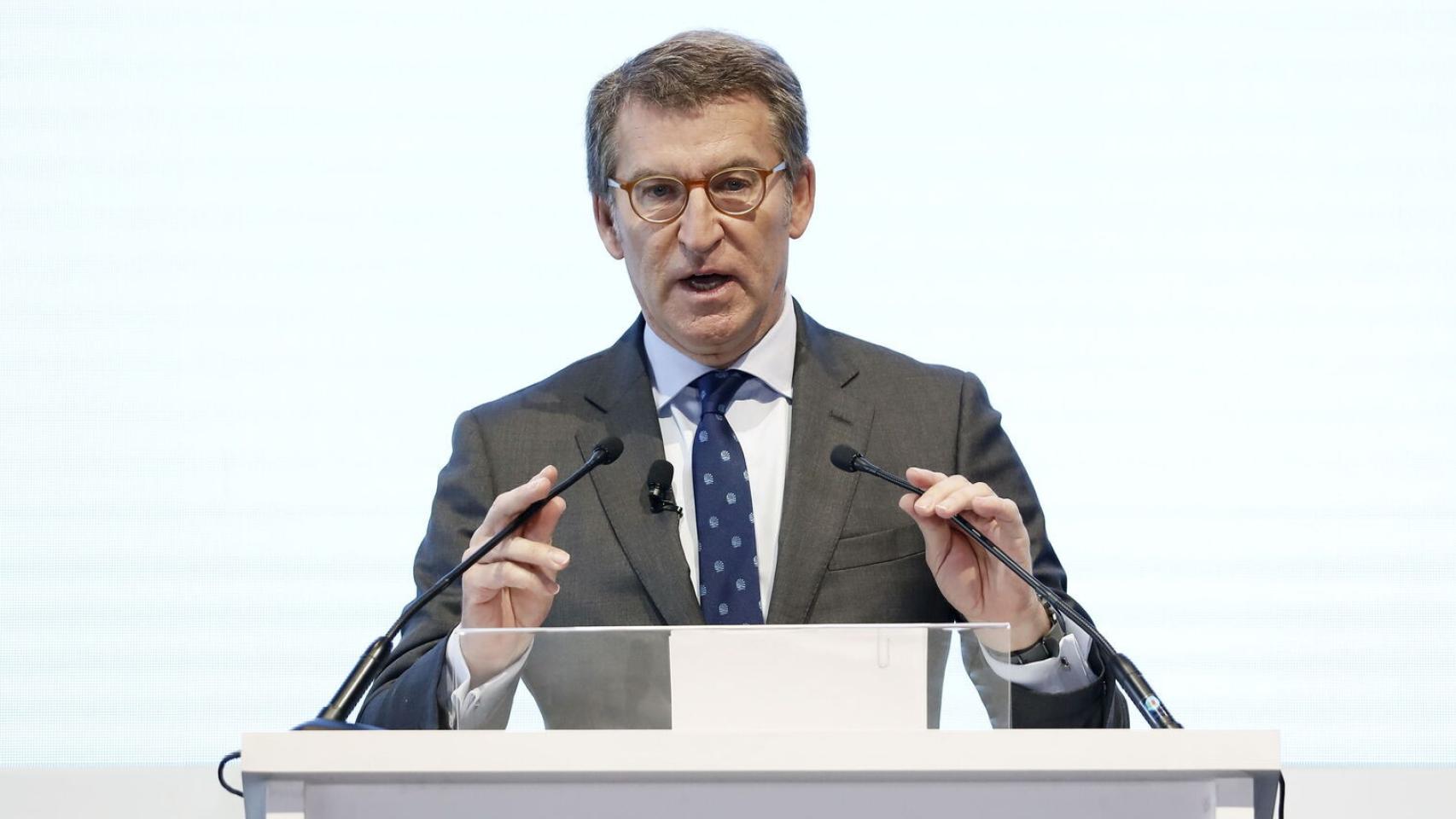 Feijóo, durante una charla en el Círculo de Economía catalán.