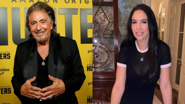 Al Pacino en la premier de 'Hunters' y su novia Noor Alfallah.