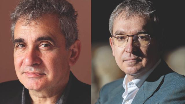 Bernardo Atxaga y Santiago Posteguillo / Fotos: Basso Cannarsa y Ediciones B.