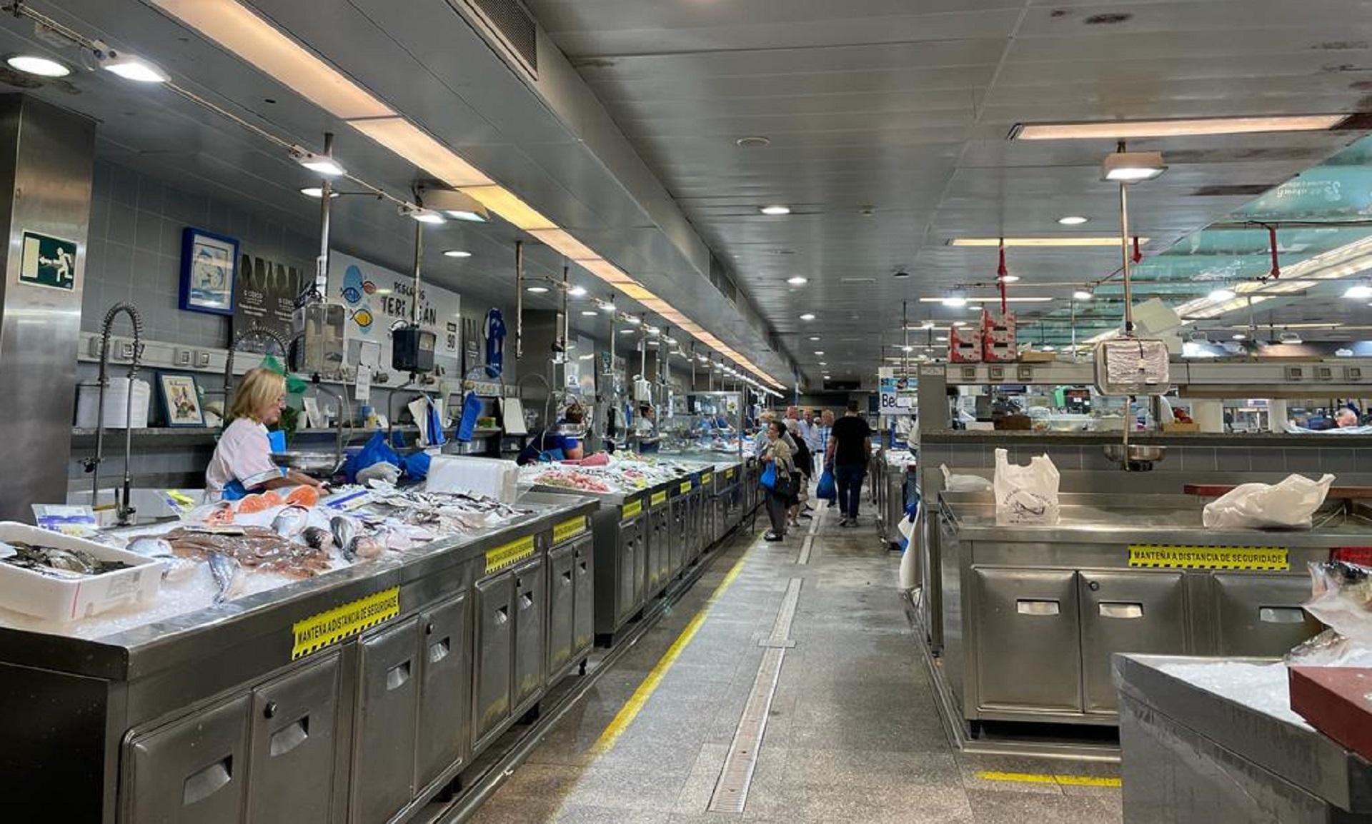 El mercado de la Plaza de Lugo, esta mañana (Quincemil).