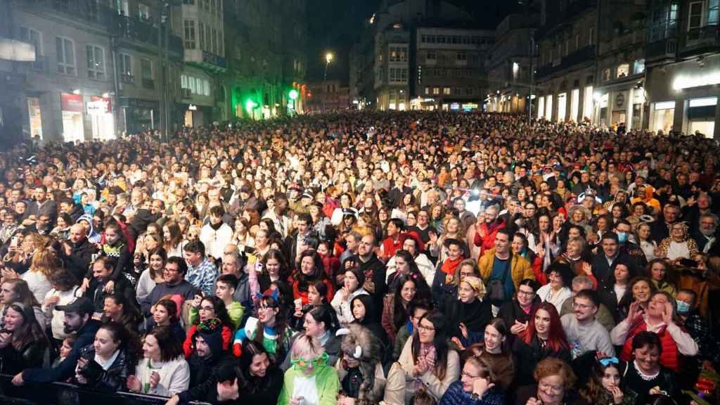Concierto de Tanxugueiras en la Puerta del Sol en febrero de 2023.