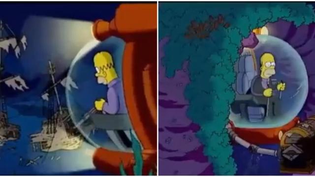 Homer Simpson durante un capítulo en el que viaja en submarino a las ruinas del Titanic