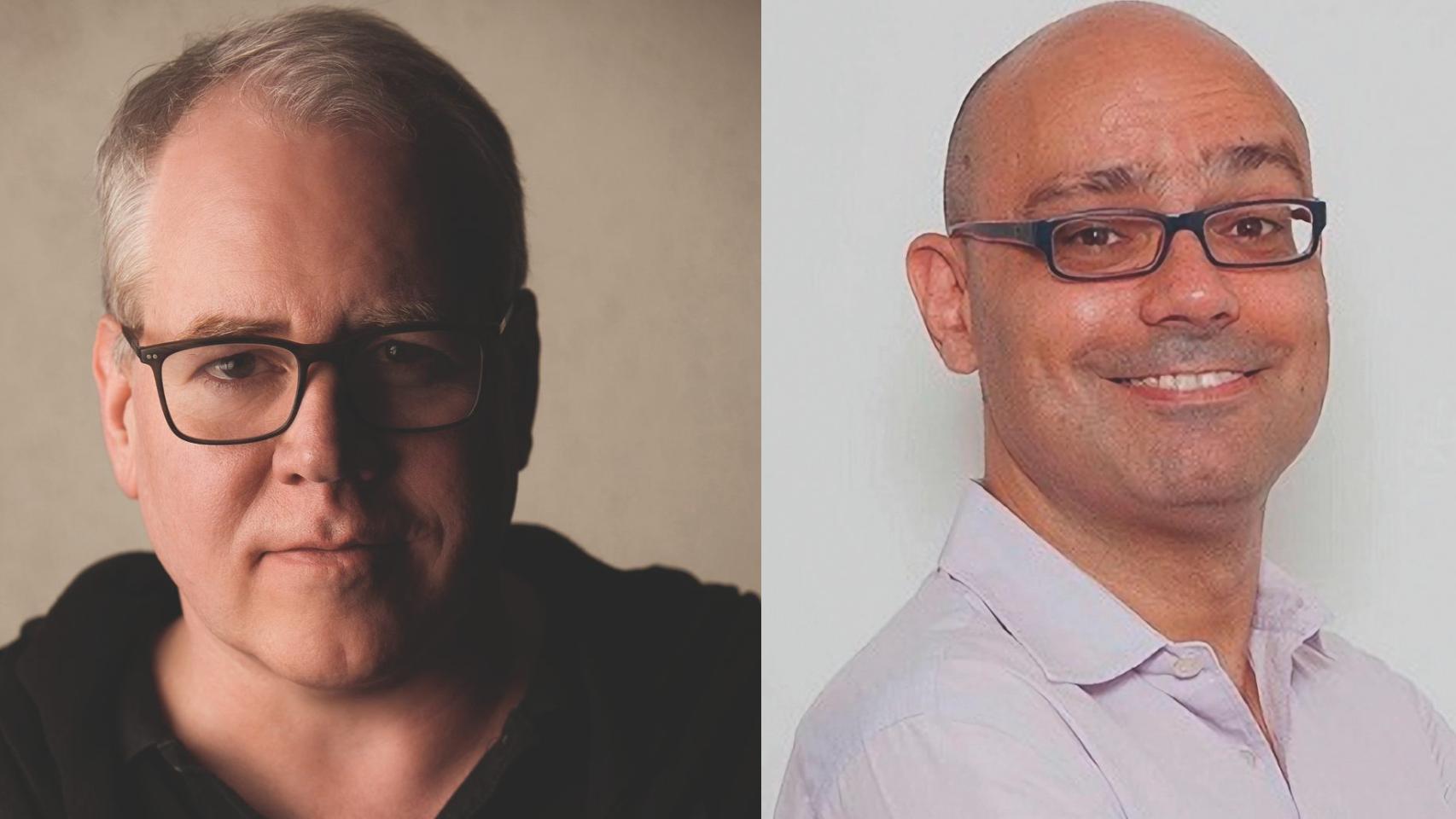 Los escritores Bret Easton Ellis y Hernán Migoya.
