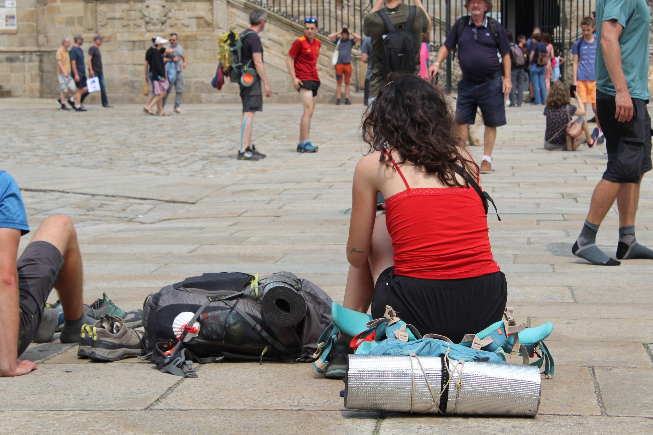 Peregrinos en la plaza del Obradoiro