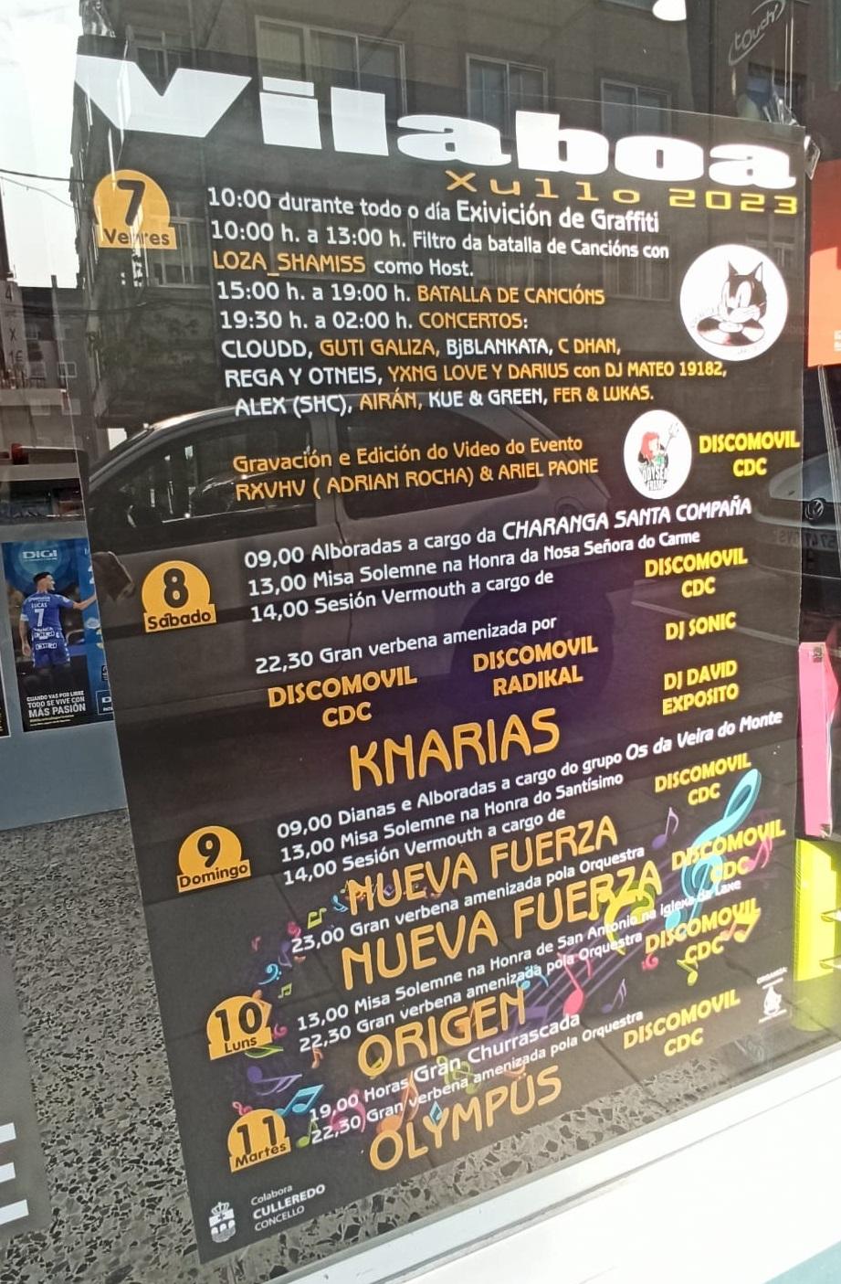 Cartel de las fiestas de Vilaboa (Quincemil).