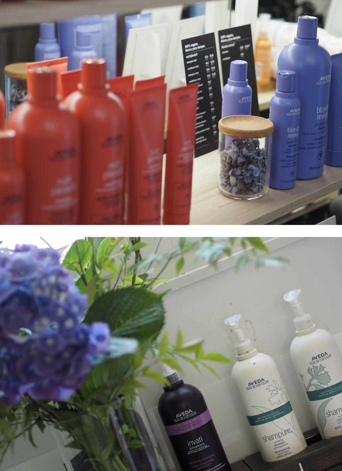 Algunos de los productos de Aveda, disponibles en la Peluquería Rosa Gómez.