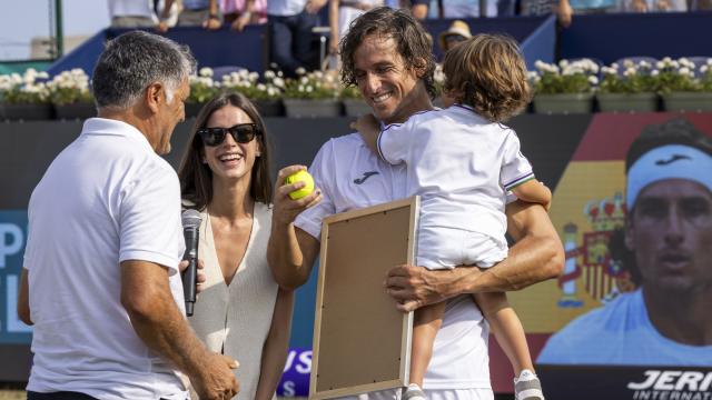 Feliciano López, durante su despedida en el ATP de Mallorca.